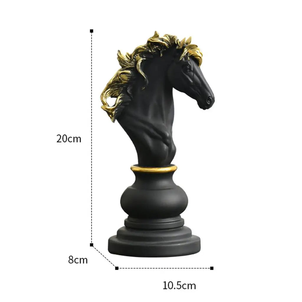 Resin Chess Piece Figurine – King, Queen & Knight Sculpture