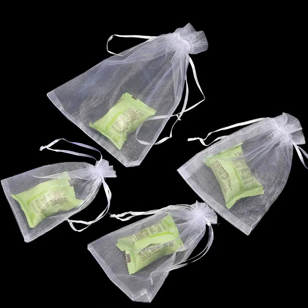 White Organza Drawstring Gift Bags 25/50PCS – Jewelry Pouches