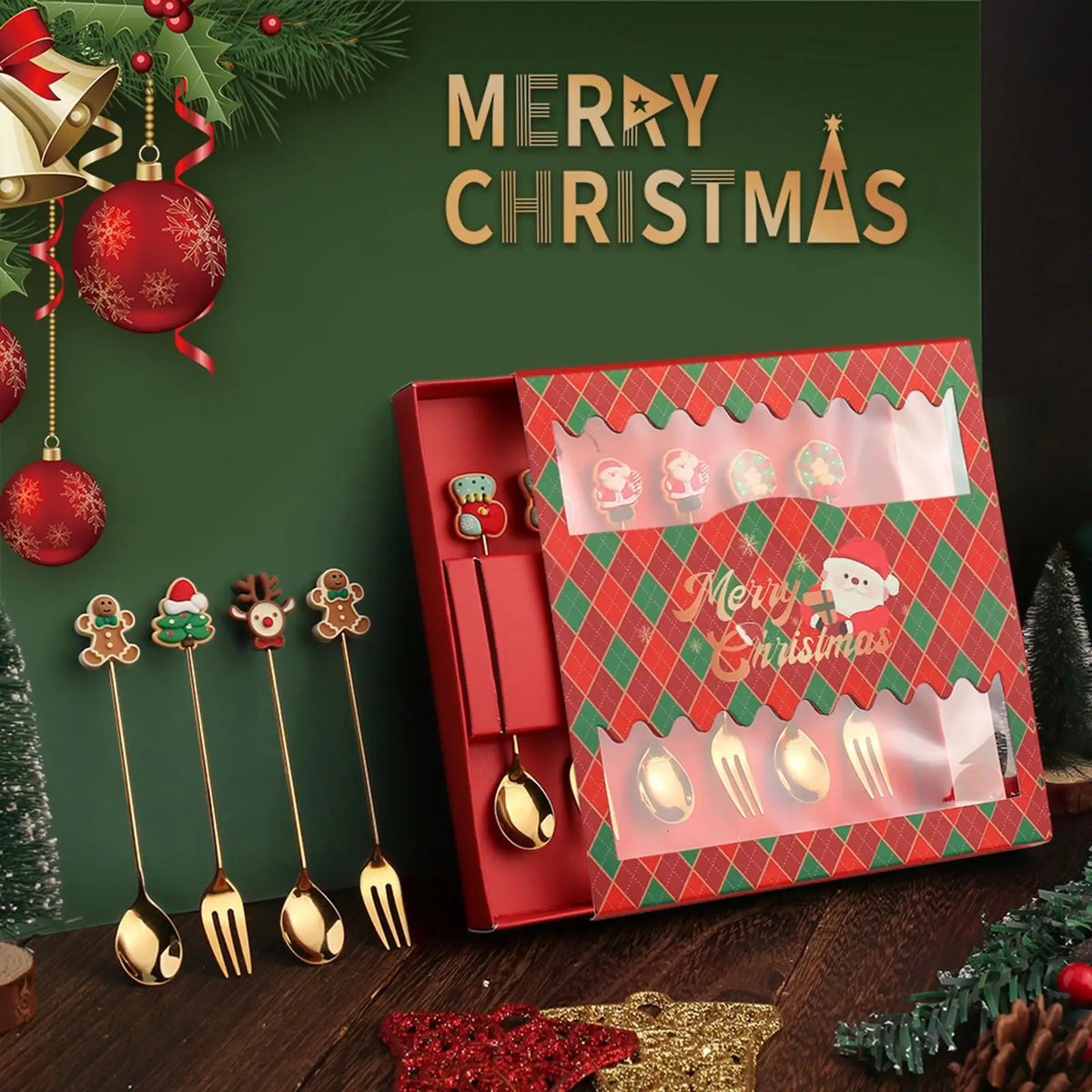 Santa Christmas Stainless Steel Cutlery Set – Spoons & Forks