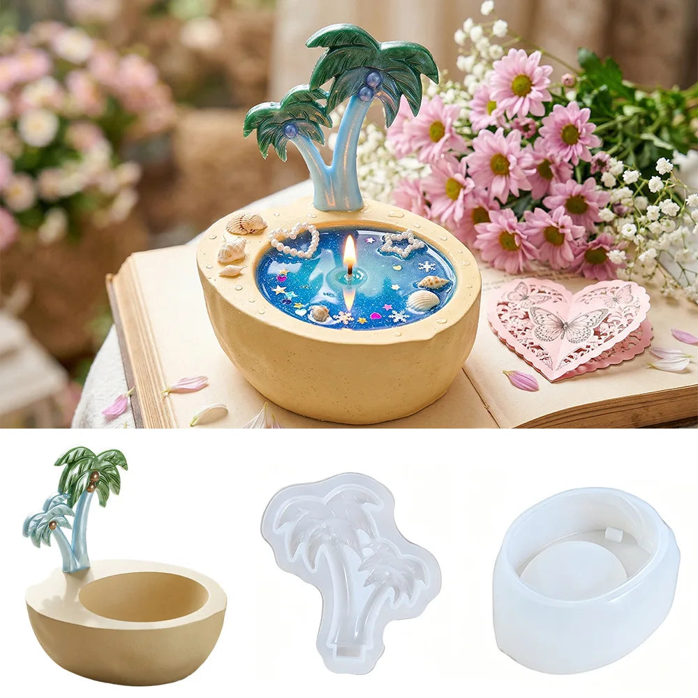 Palm Tree Coconut Bowl Silicone Mold – DIY Resin & Plaster