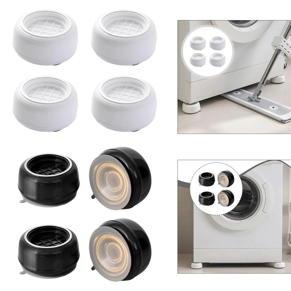 Anti-Vibration Washing Machine Foot Pads – Suction Cup 4-Pack