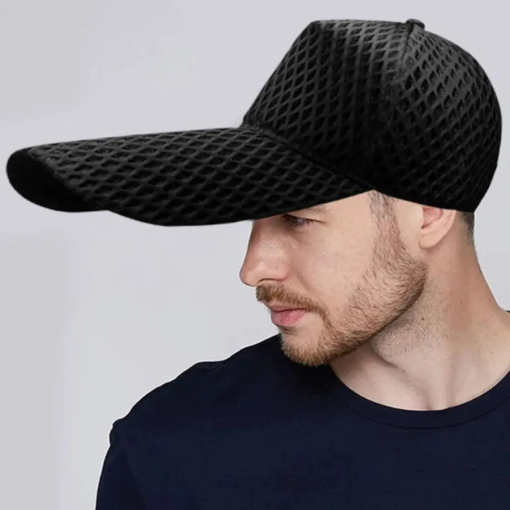 14cm Long Brim Oversized Trucker Cap – Mesh Sun Hat