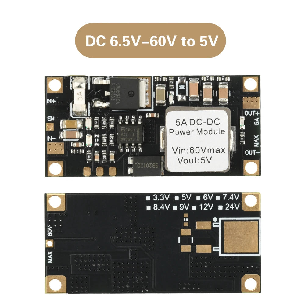 DC-DC Buck Converter 6.5–60V to 5V/12V, 5A, 96% Efficiency