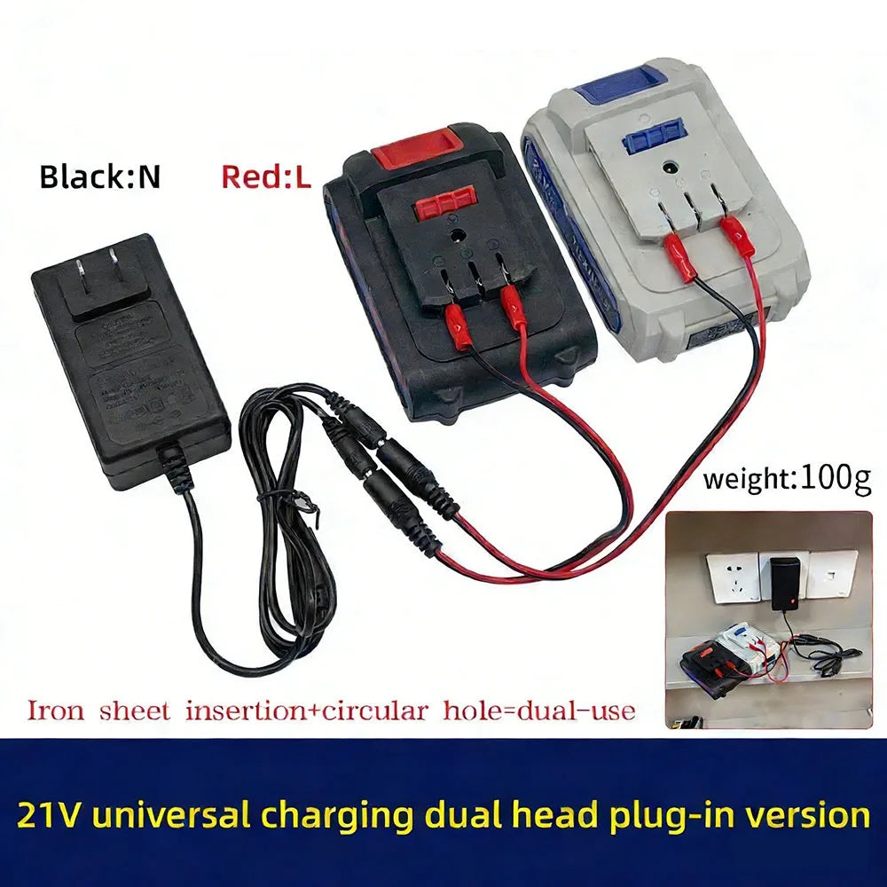 18V/21V/24V Dual-Head Lithium Battery Charger | Universal