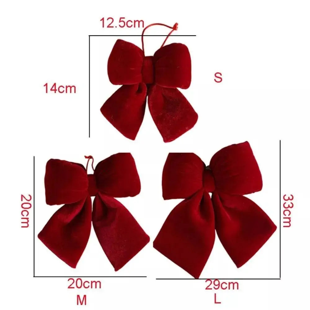Velvet Bowknot Christmas Ornament | Hanging Bow Pendant Décor