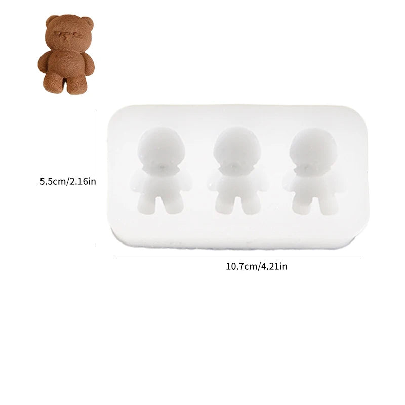 Bear Silicone Mold – 4-Grid Candle, Plaster & DIY Craft