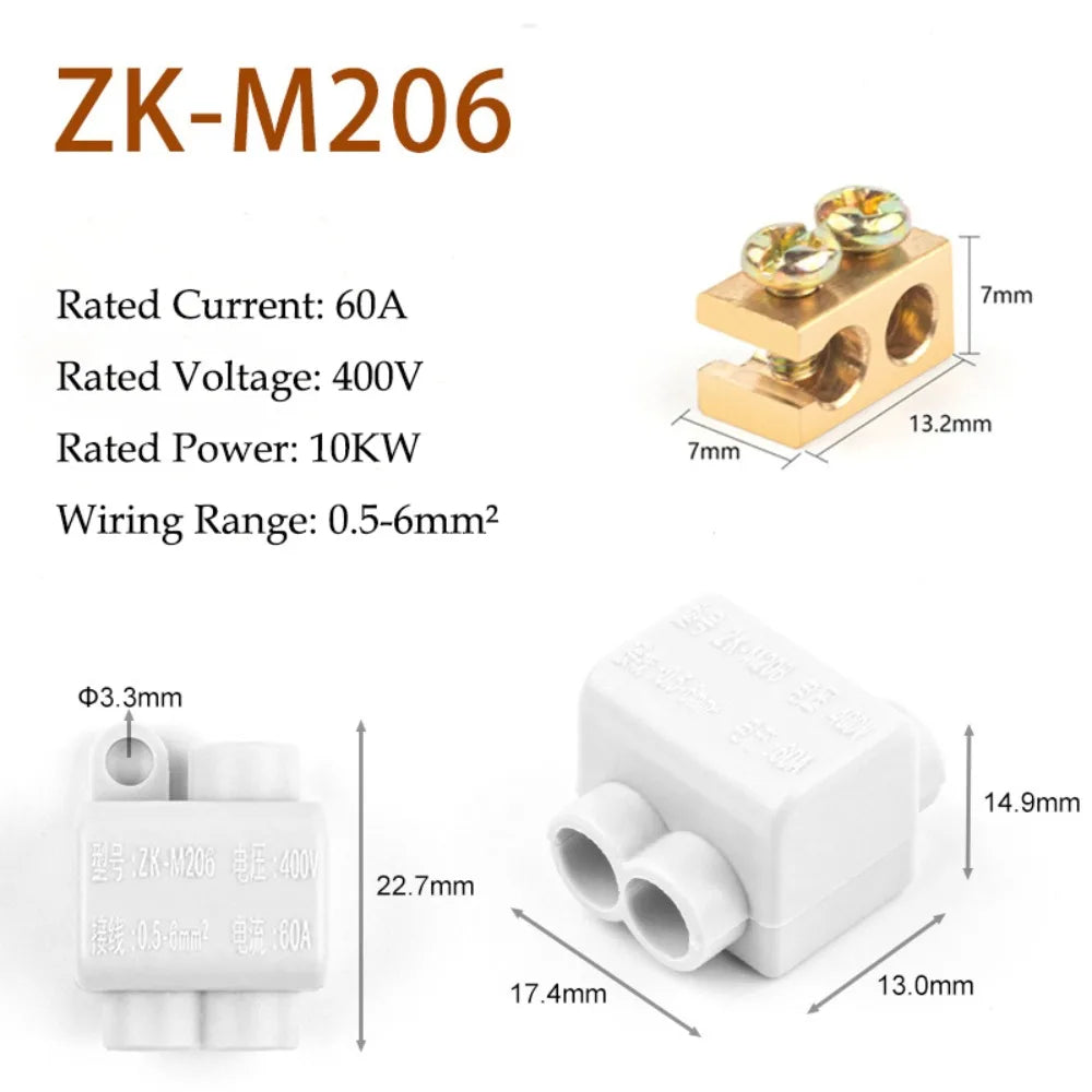 Brass High Power Wire Splitter Terminal Block 60A–100A