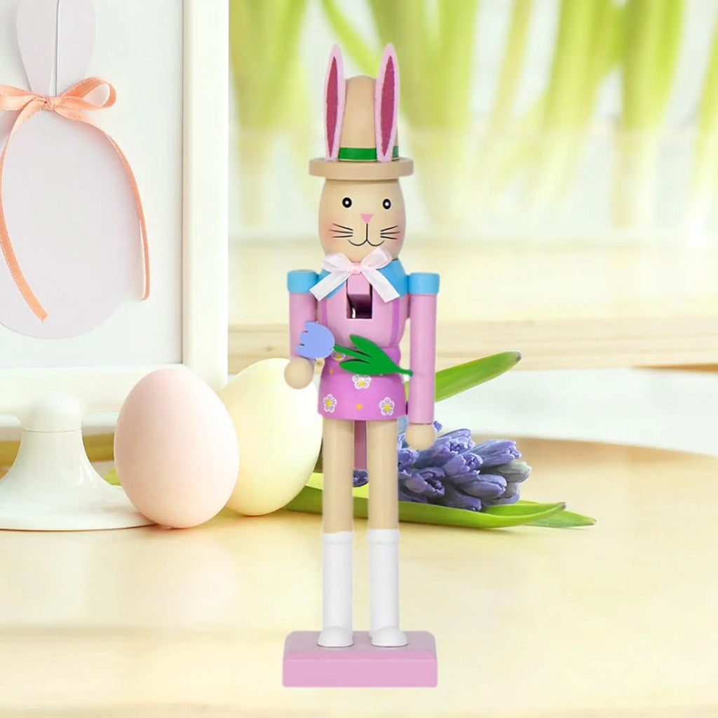 Easter Bunny Nutcracker Wood Figurine | Tabletop Statue