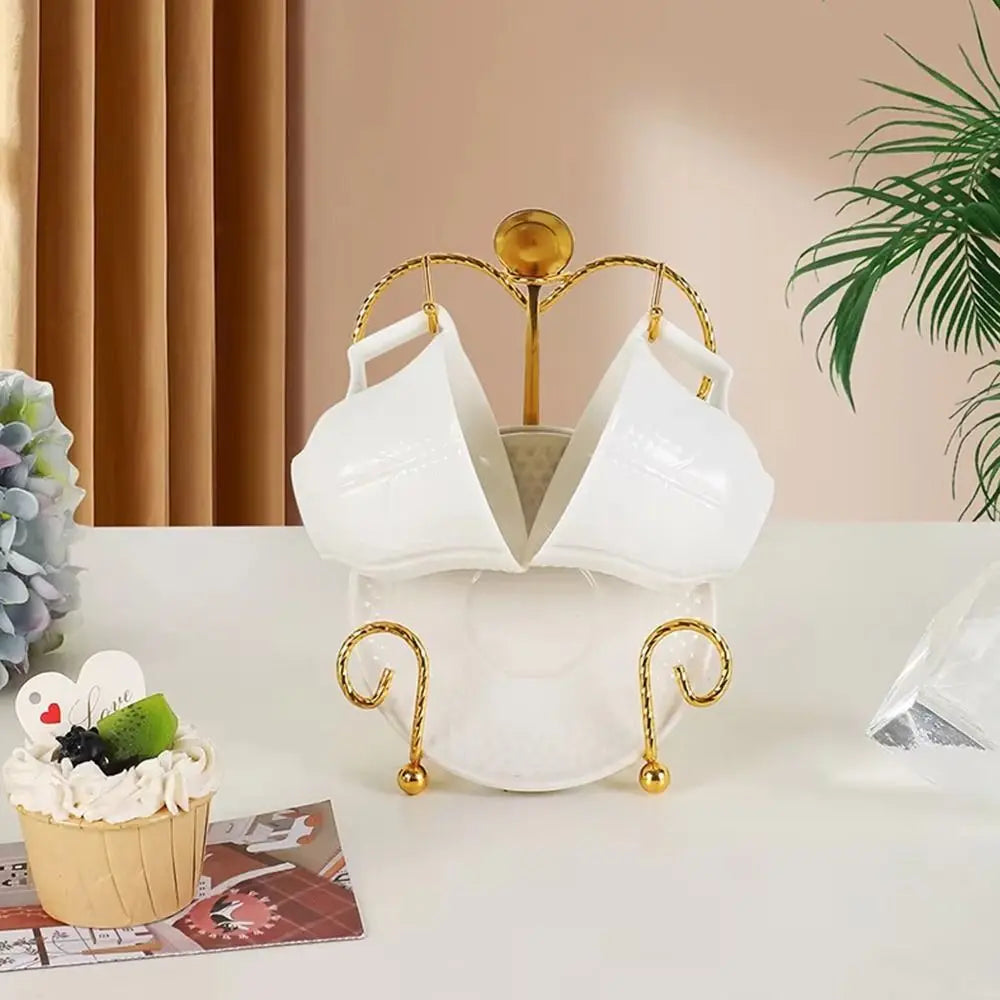 Metal Cup & Saucer Display Stand – Iron Cup Holder Organizer