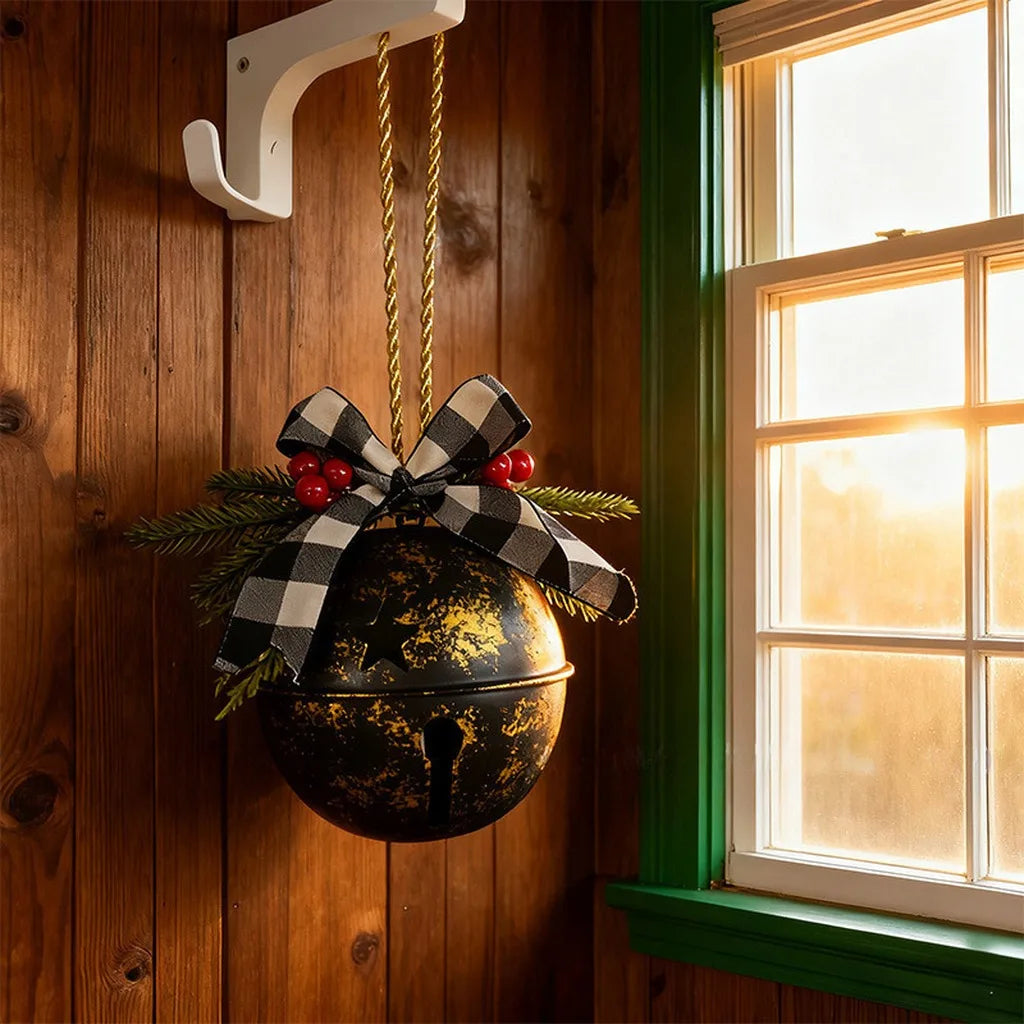Vintage Metal Christmas Bell Ornament | Holiday Hanging Decor