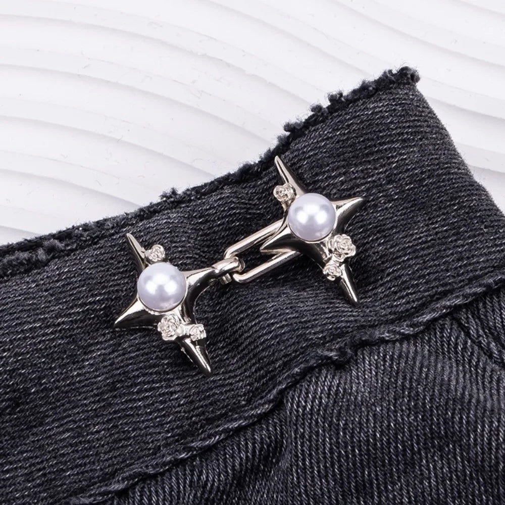 Pearl Jean Waist Cinch Buckle – No-Sew Adjustable Button Pin