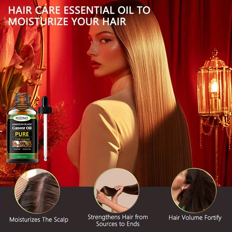 ROZINO Pure Castor Oil – Cold-Pressed Unrefined Carrier Oil