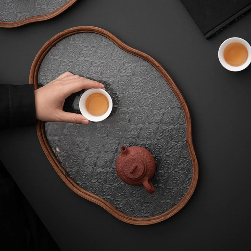 Kesoto Begonia Wood & Glass Serving Tray | Japanese Style