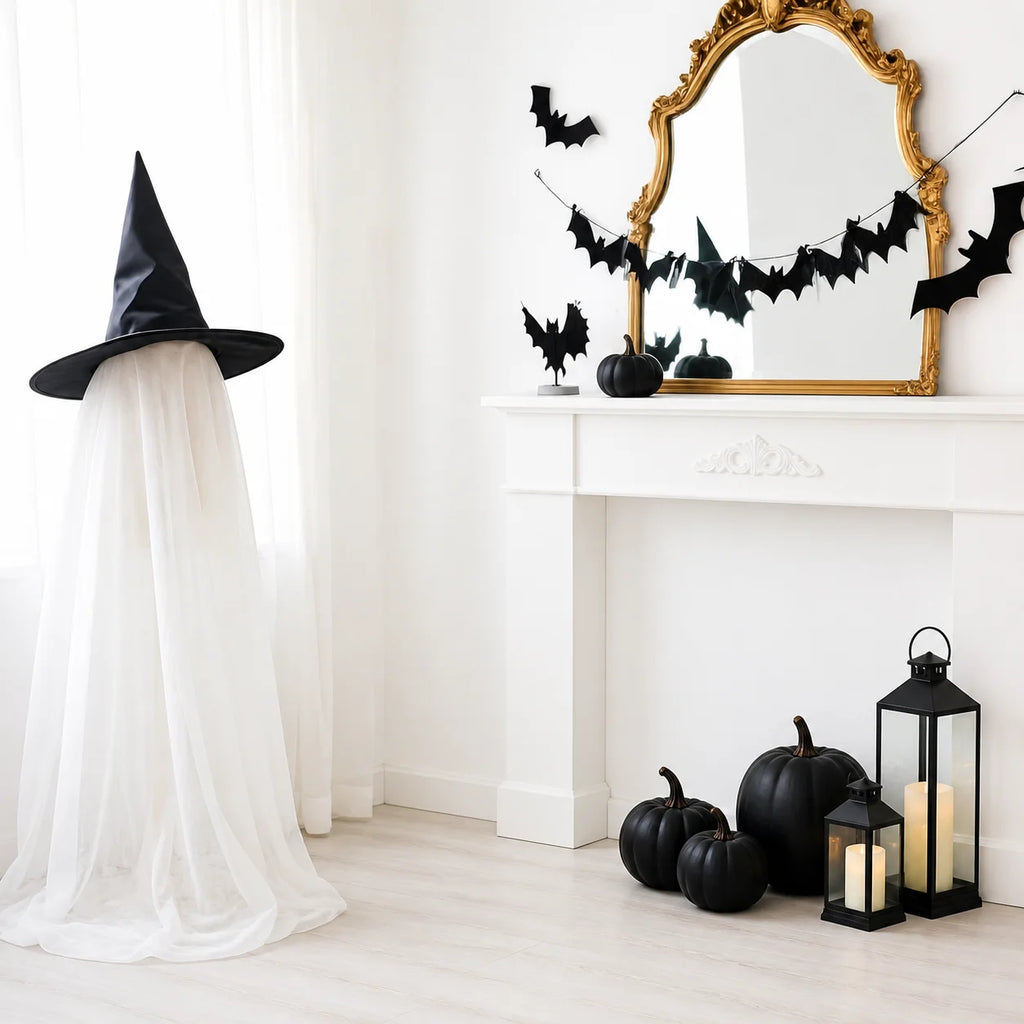 Black Halloween Artificial Leaf Stems – 10-Piece DIY Foliage Set