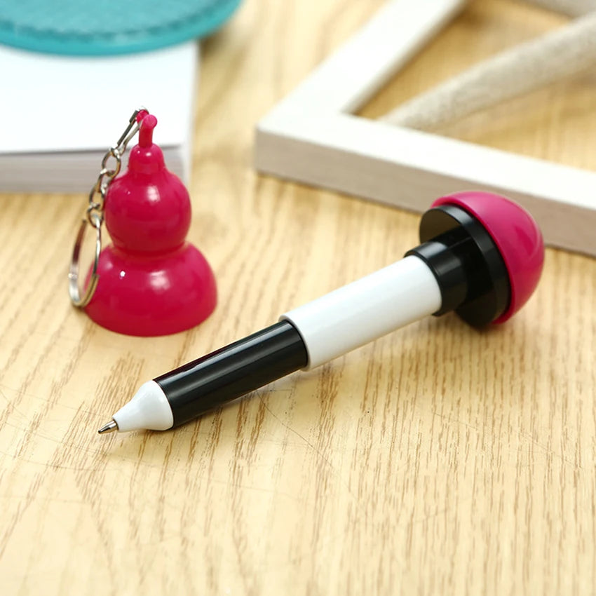 Gourd Shape Novelty Ballpoint Pen with Key Ring – Kids Gift