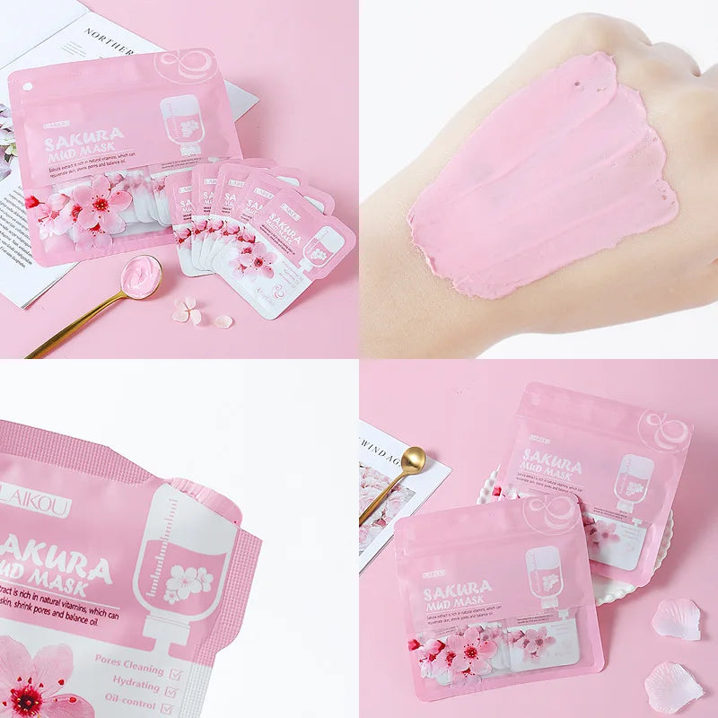 LAIKOU 14pc Sakura Mud & Sleeping Face Mask Set | Anti-Aging