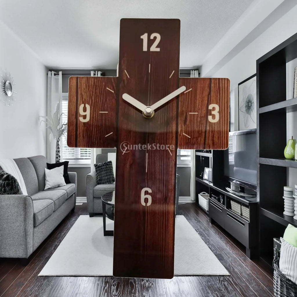 Acrylic Silent Wall Clock Cross-Shaped Modern Home Décor