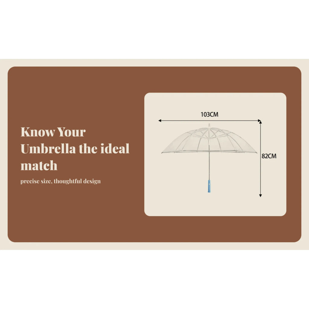 LED Flashlight Rain Umbrella – Clear Windproof 8-Rib Straight