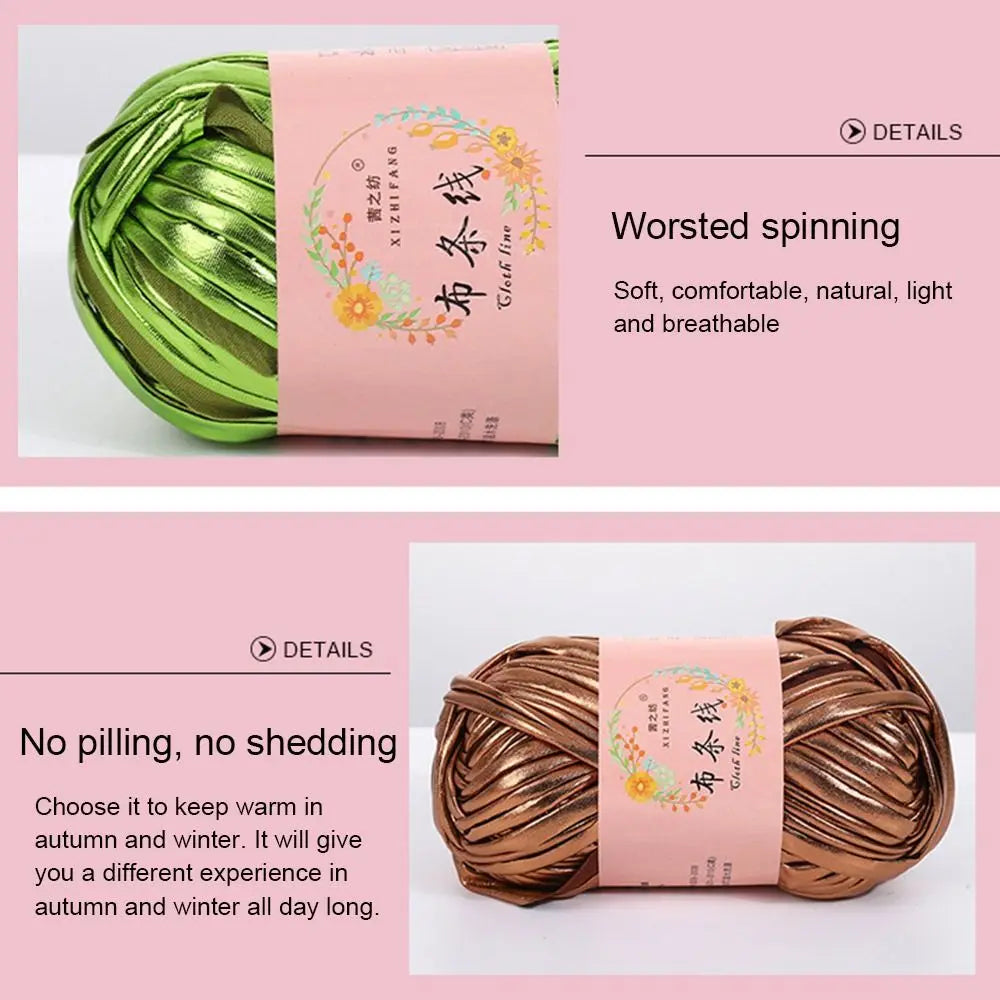 Shiny Magic Color Imitation Leather Crochet Yarn – 100g Ball