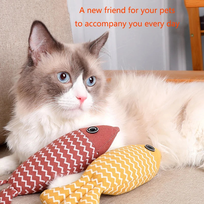 Linen Simulation Fish Cat Toy – Teeth Grinding & Boredom Buster
