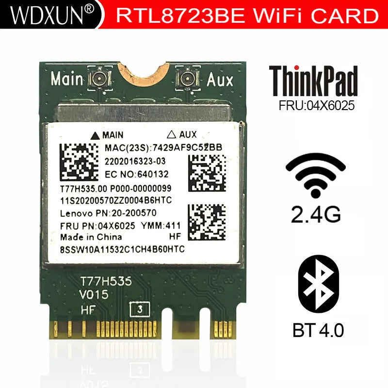 RTL8723BE NGFF Wireless Card 04X6025 for Lenovo E450 E455 Y50-70