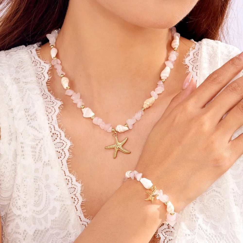 Bohemian Conch Shell Starfish Beaded Bracelet – Adjustable