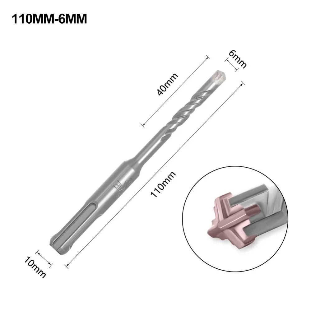 SDS Plus Concrete Drill Bit – 4 Cutter Cross Tip, 5–12mm
