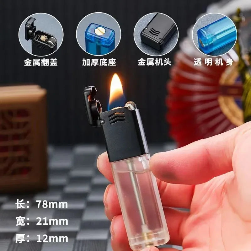 Transparent Acrylic Grinding Wheel Lighter – Visible Fuel Window