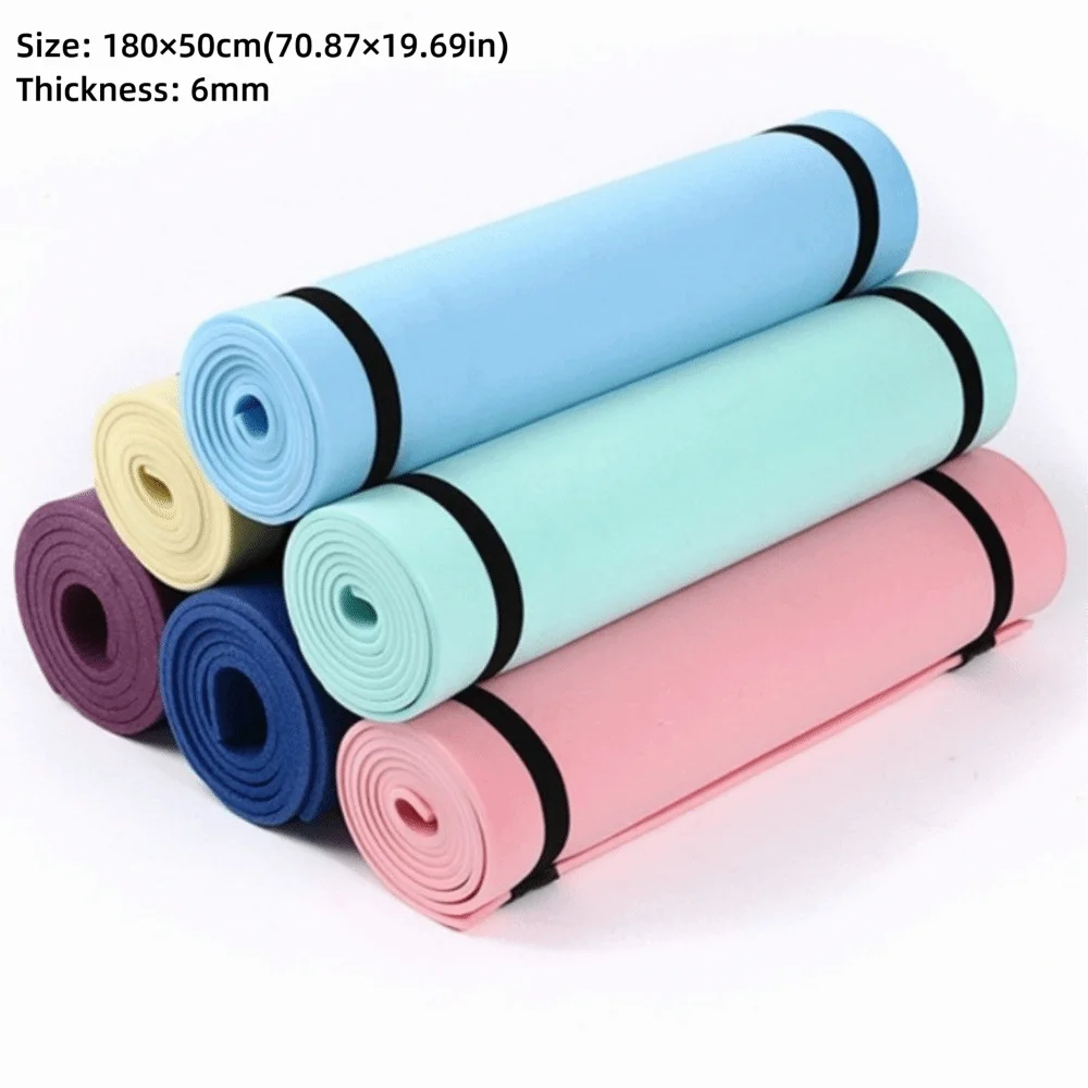Non-Slip EVA Yoga & Pilates Mat 6mm Thick 180×50cm