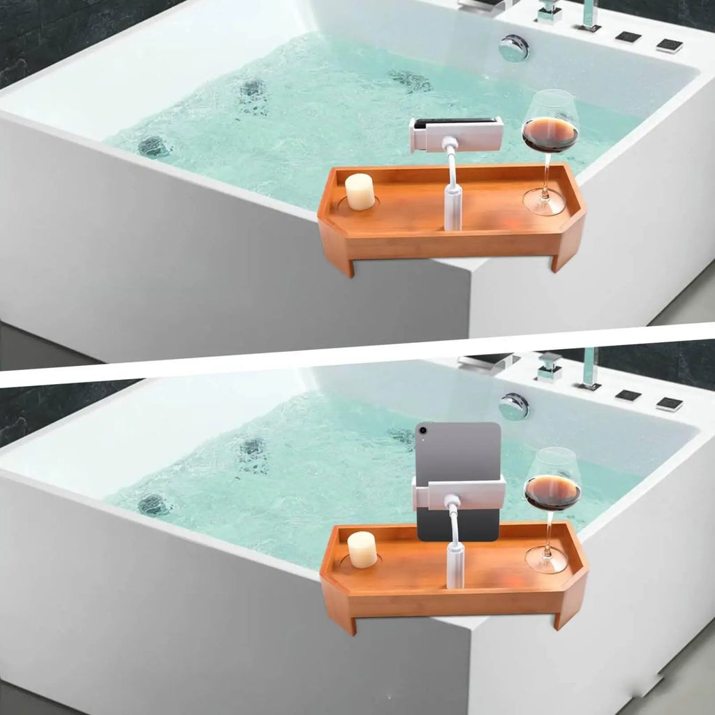 Bath Pillow & Bamboo Bathtub Tray Set – Non-Slip Spa Kit