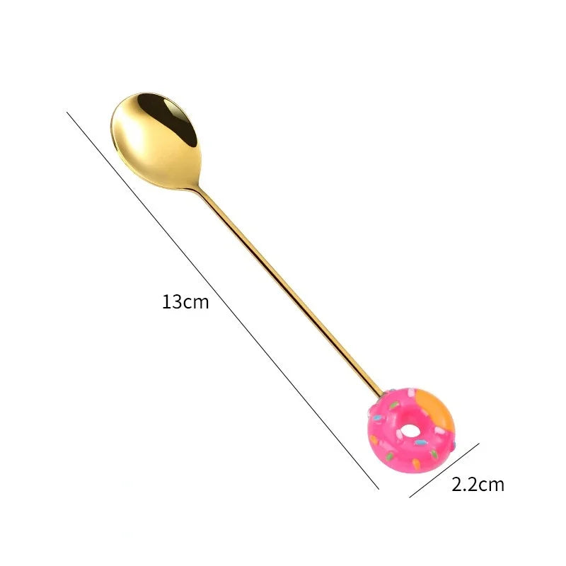 Stainless Steel Donut Cartoon Dessert Spoon & Fork
