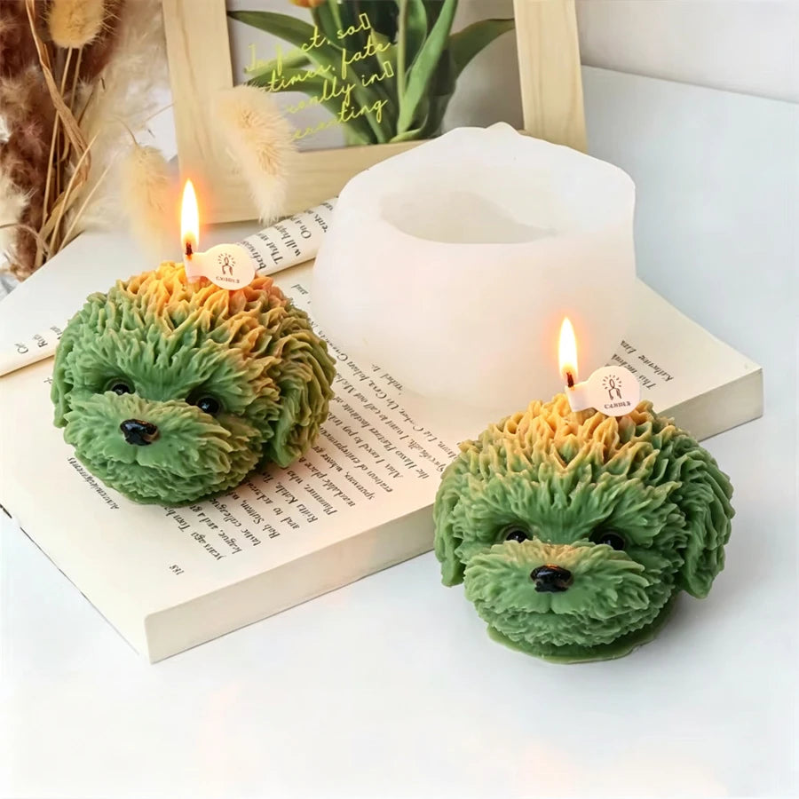 Teddy Dog Head Silicone Mold – DIY Candle Soap Craft Mould