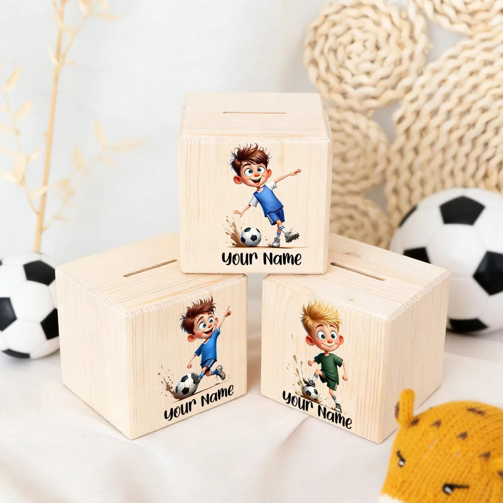 Personalized Soccer Wooden Money Box – Football 2026 Gift