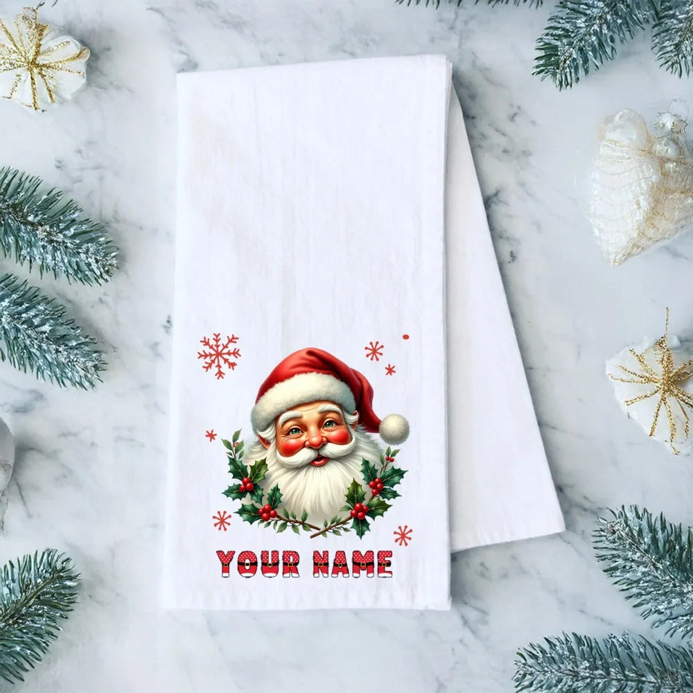 Personalized Christmas Tea Towel – Festive Holiday Kitchen Gift