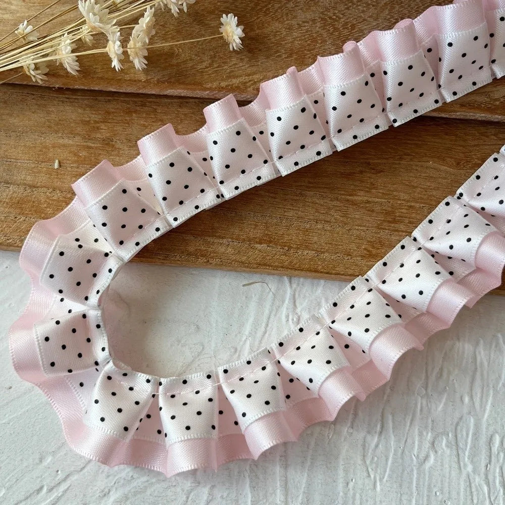 2M Pleated Ruffle Ribbon Trim – Double Layer Lace for DIY