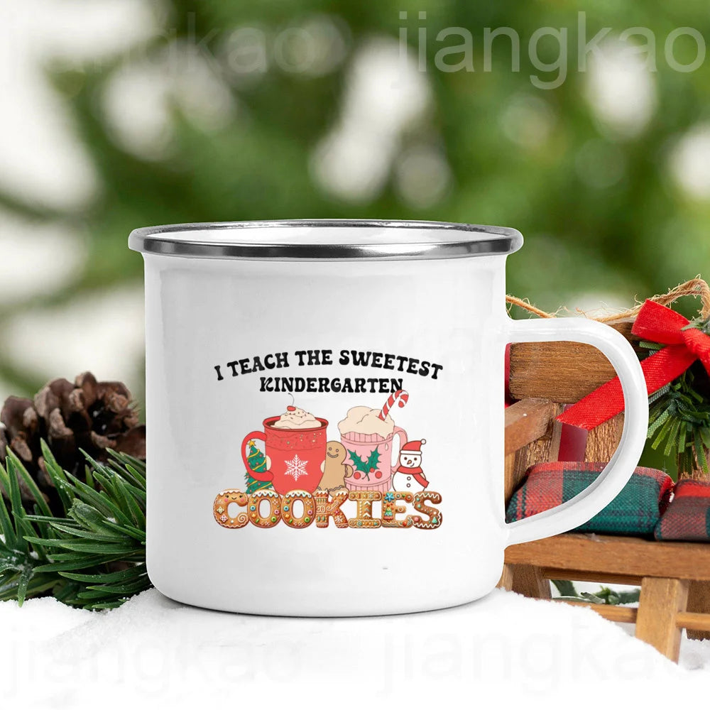 Teacher Christmas Enamel Mug – Smartest Cookies Holiday Gift