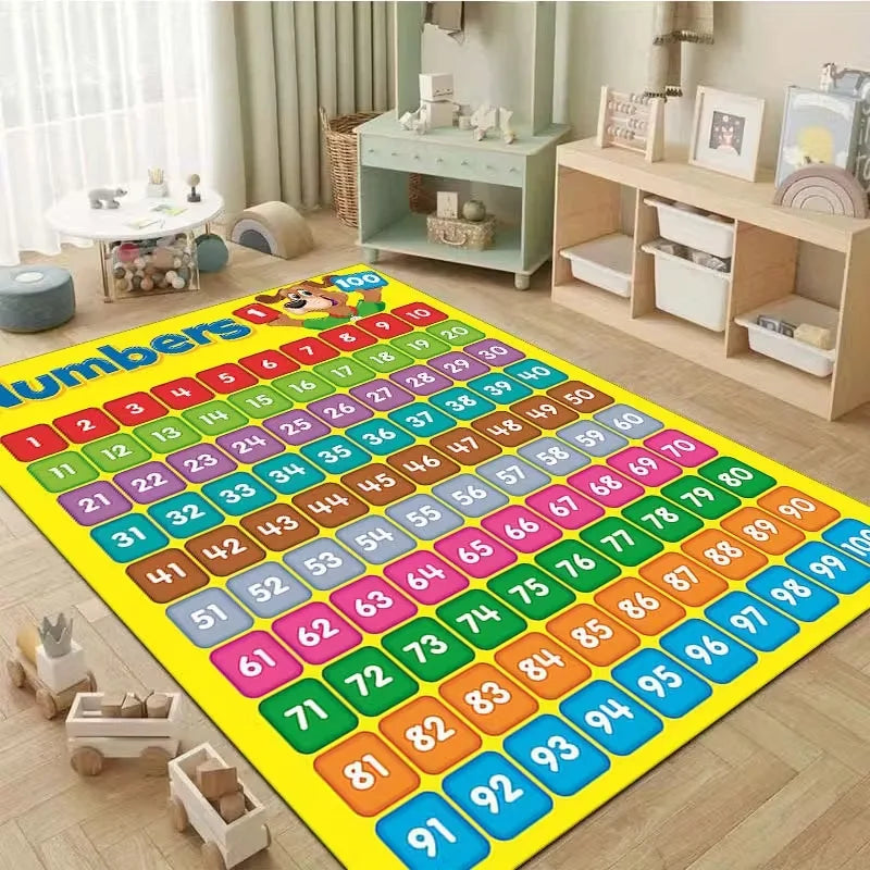 Educational Numbers 1–100 Kids Play Rug | Non-Slip Math Carpet