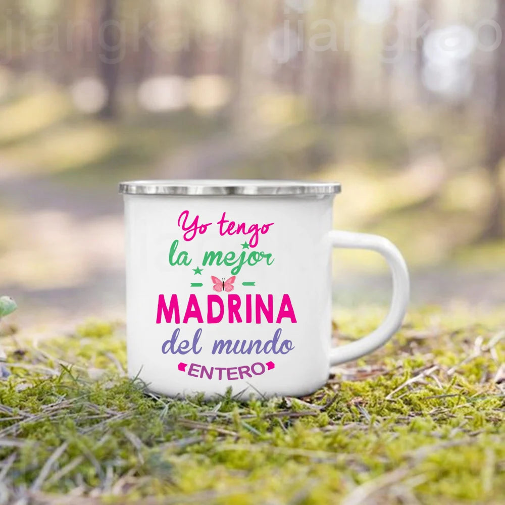 Best Godmother & Godfather Enamel Coffee Mug | Gift Idea