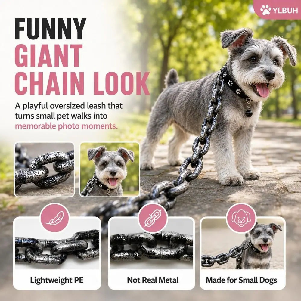 Novelty Fake Chain Dog Leash – Lightweight Photo Prop Lead