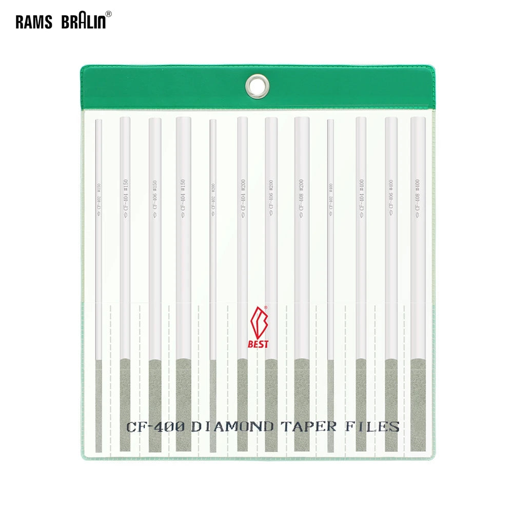 12-Pc Diamond Flat Taper Files CF-400 | Metal & Glass Grinding
