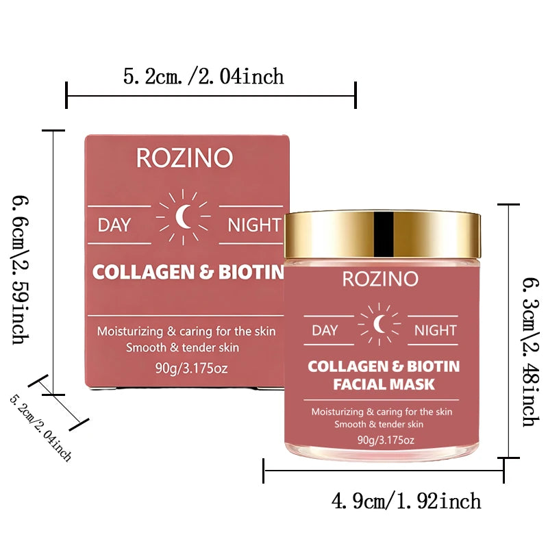 ROZINO Biotin Collagen Peel-Off Mask – Hydrating Day & Night