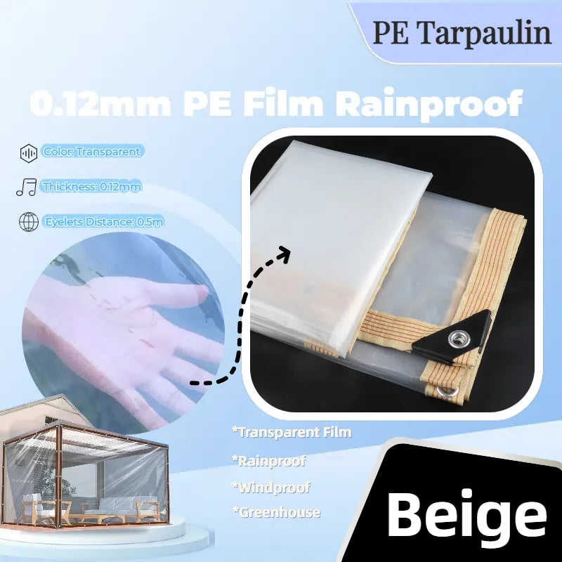 0.12mm Transparent PE Tarpaulin – Waterproof Garden Cover