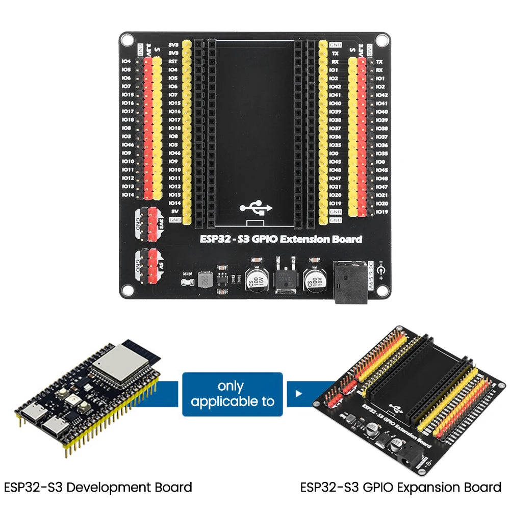 ESP32-S3 GPIO IoT Expansion Base Board – DC 5.5×2.1