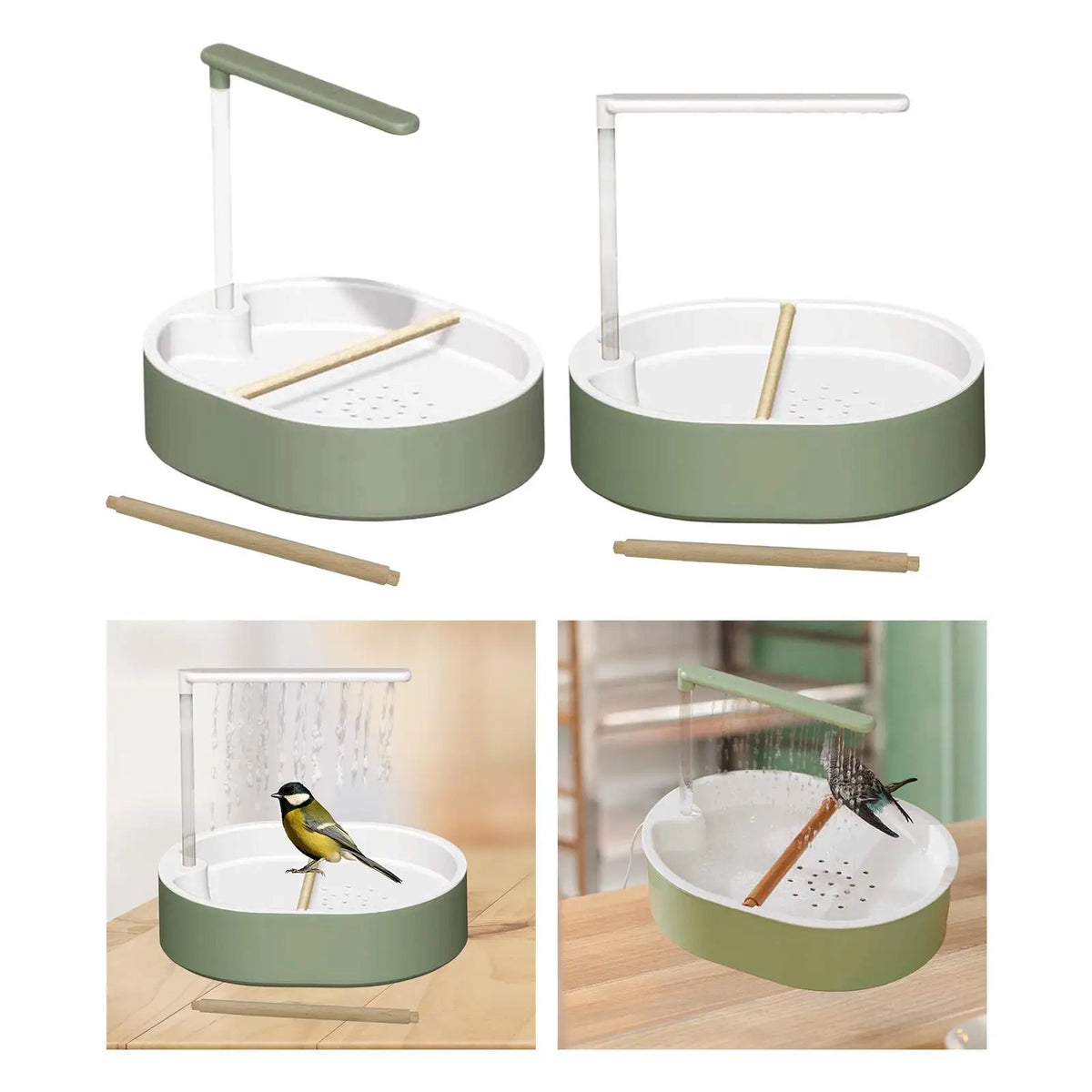 Automatic Parrot Bird Bath Shower with Wooden Perches