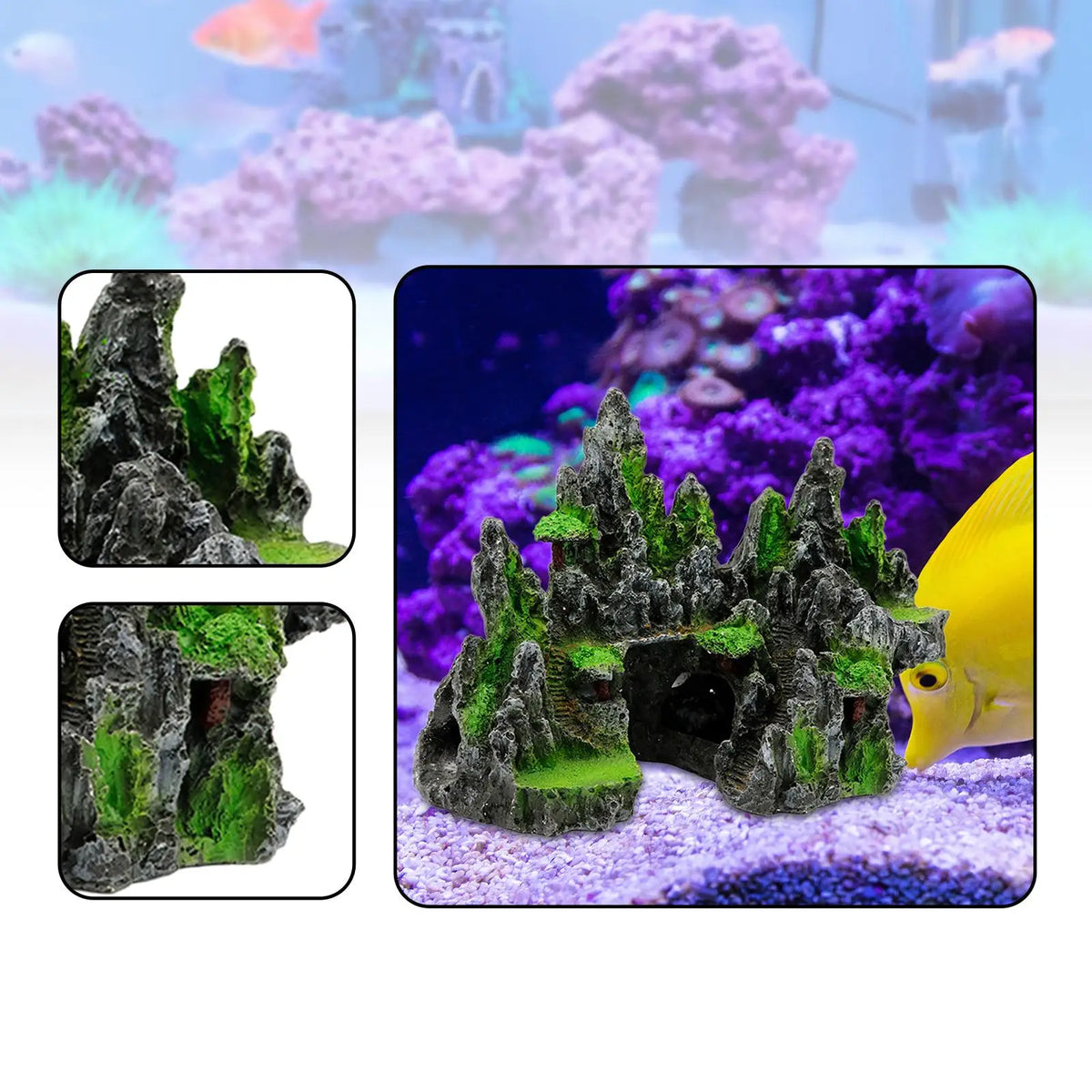 Resin Aquarium Rockery Cave Hideaway Stone Fish Tank Ornament