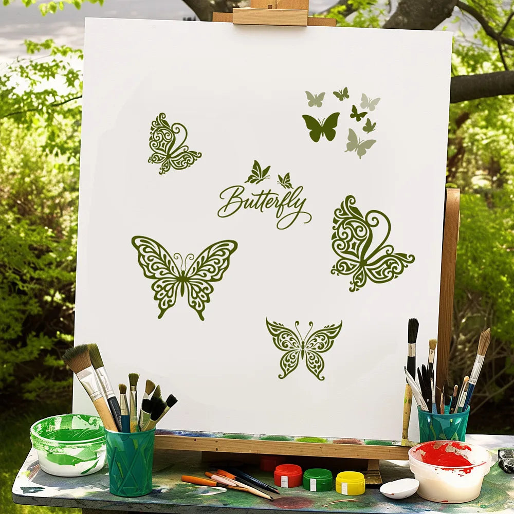 Butterfly Silk Screen Stencil – Self-Adhesive 2-Pack | DIY Craft