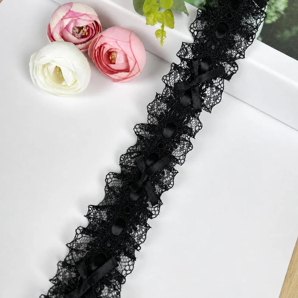 1 Yard Pleated Bow Lace Trim Ribbon – Sewing & Wedding Décor
