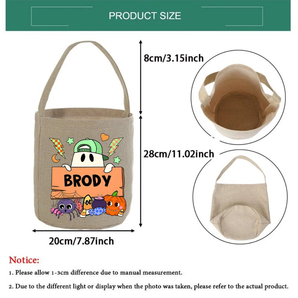 Halloween Trick or Treat Canvas Tote Bag | Pumpkin & Bat