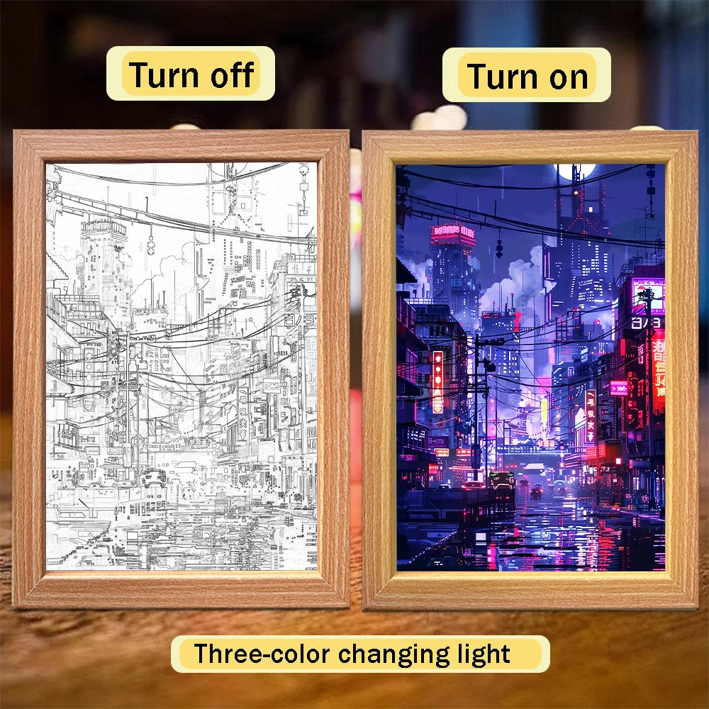Tokyo City LED Light Painting | Wall Art Night Light Décor