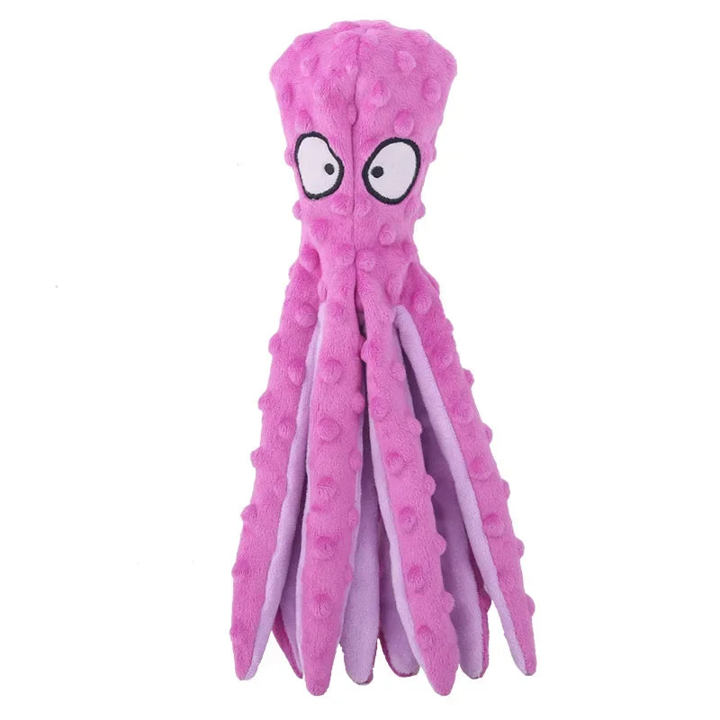 Octopus Squeaky Dog Toy – No Stuffing Crinkle Plush Chew Toy